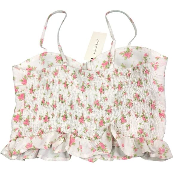 Sim & Sam Floral Pink and White Crop Top - Picture 5 of 12